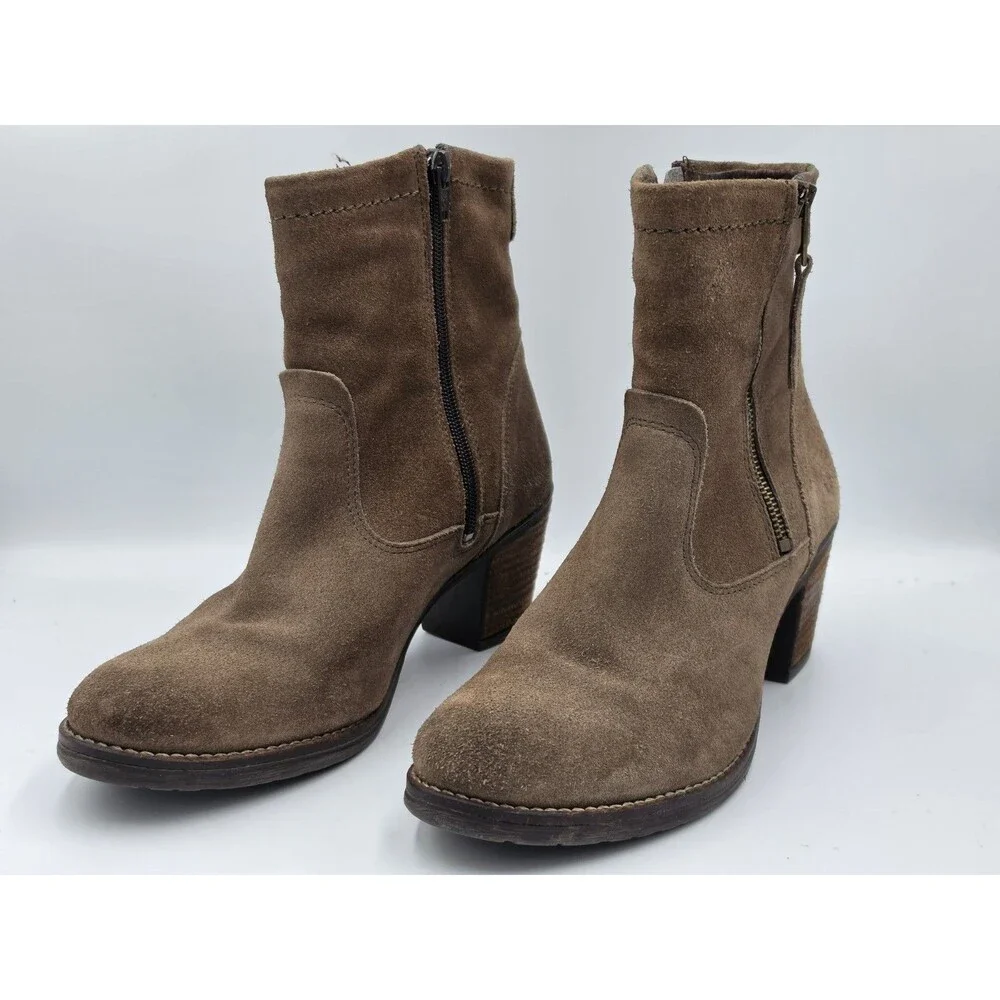 Taos Footwear Brown Suede Leather Ankle Boots Women's Size 9 EU 40 Bohemian Fall